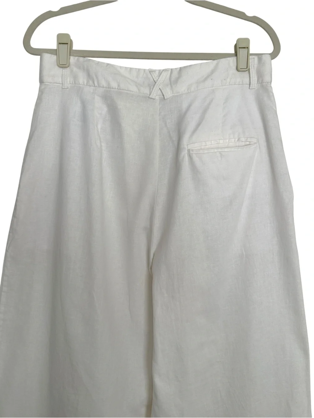 BANANA REPUBLIC White Linen Blend Wide Leg Pants 12 High‎ Rise Pleated Coastal